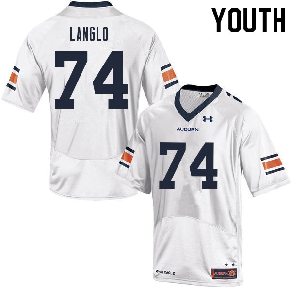 Auburn Tigers Youth Garner Langlo #74 White Under Armour Stitched College 2021 NCAA Authentic Football Jersey MCF7274QA